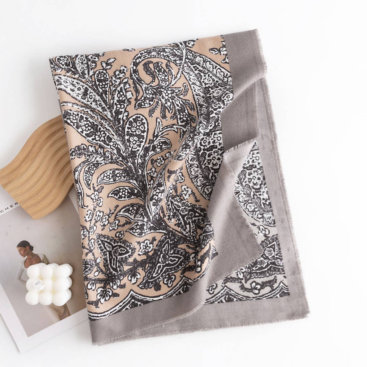 Boho Colorblock Printed Scarf ??Soft Warm Wrap_CWASC0442