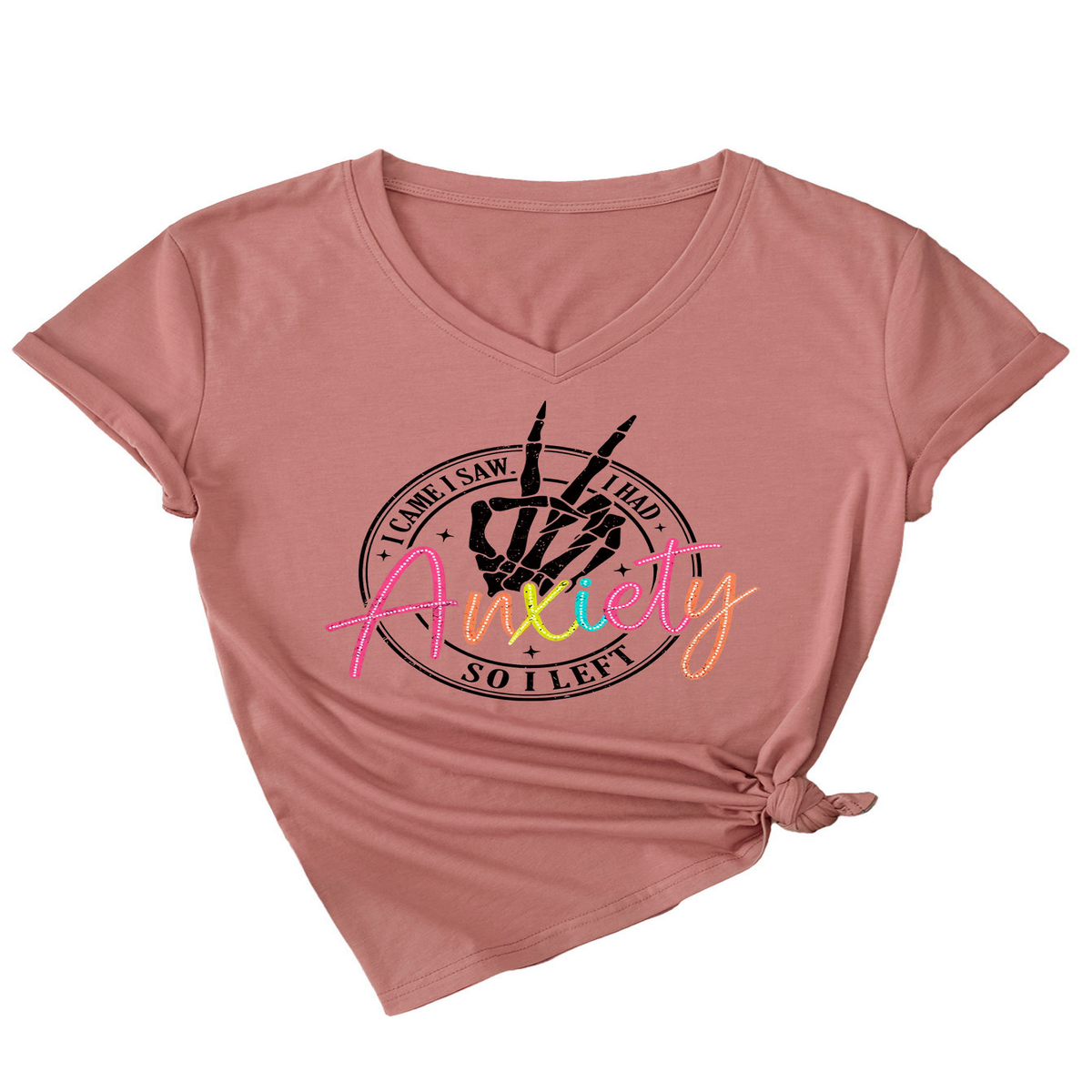 Trendy V-Neck Tee ? I Came I Saw Print