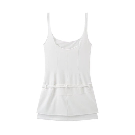 SHORT SLIM-FIT HALTER DRESS WITH BELT