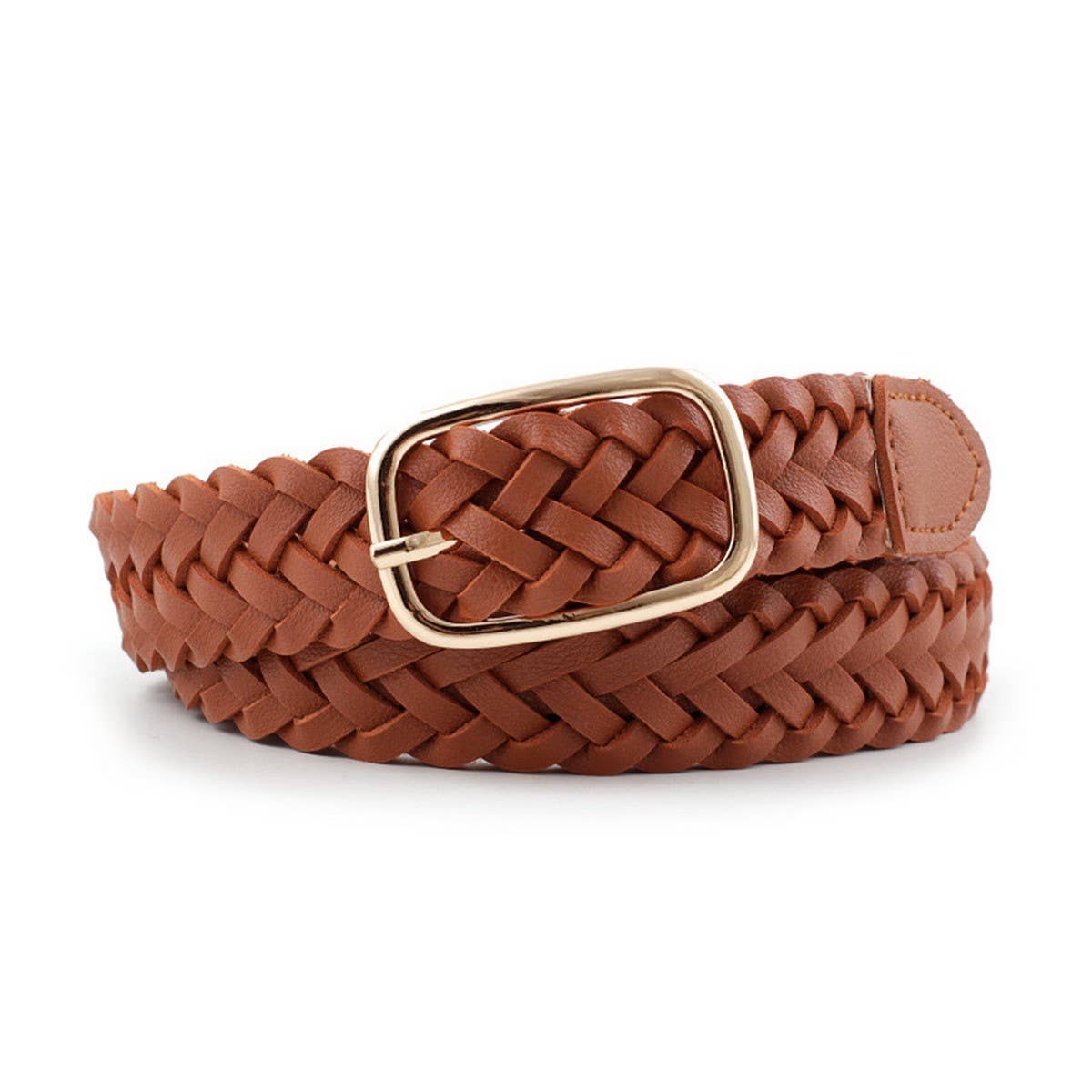 CWABE0385_SQUARE BUCKLE HANDWOVEN THIN BELT FOR WOMEN