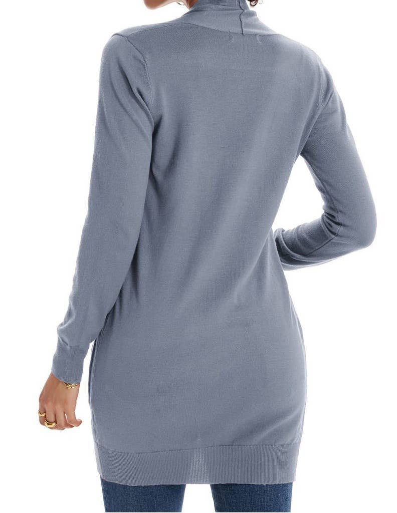 SIMPLE LONG CARDIGAN WITH POCKET IN SOLID COLOR