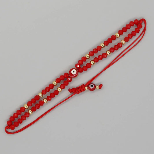 METAL COPPER BEAD RED FORTUNE BRAIDED BRACELET