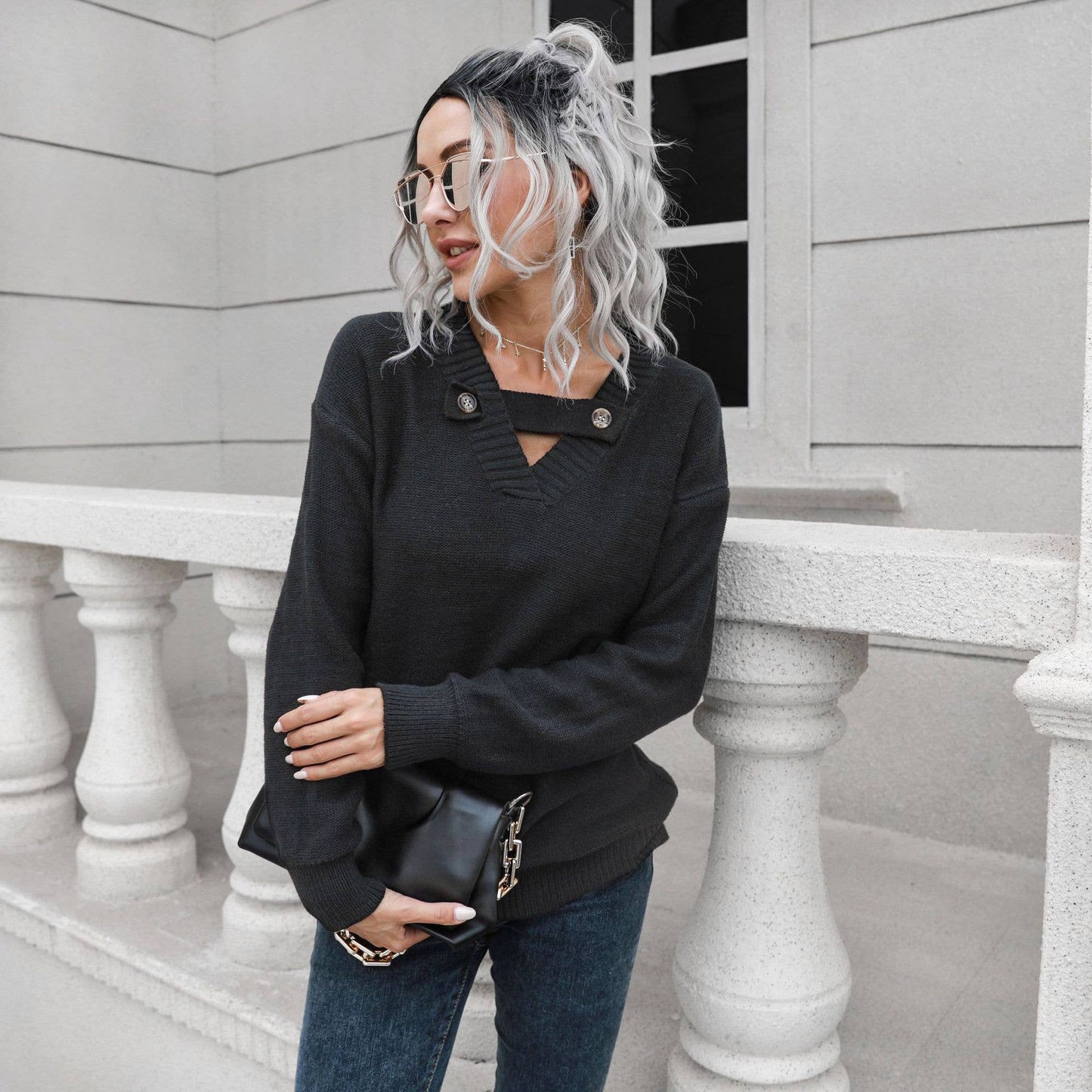 Autumn/winter design button sweater