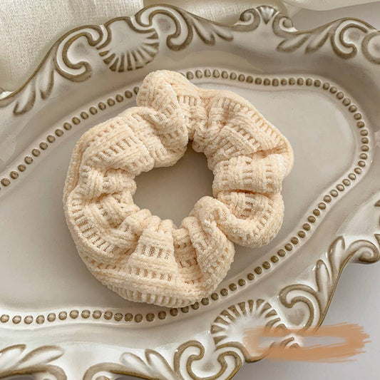 WHITE PLUSH HAIR RING RUBBER BAND HAIR ACCESSORIES