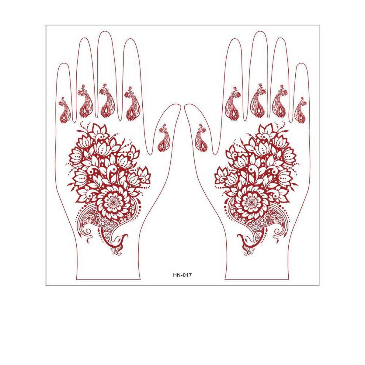 Realistic Henna Tattoo Stickers Brown Red Lace_CWMM8361