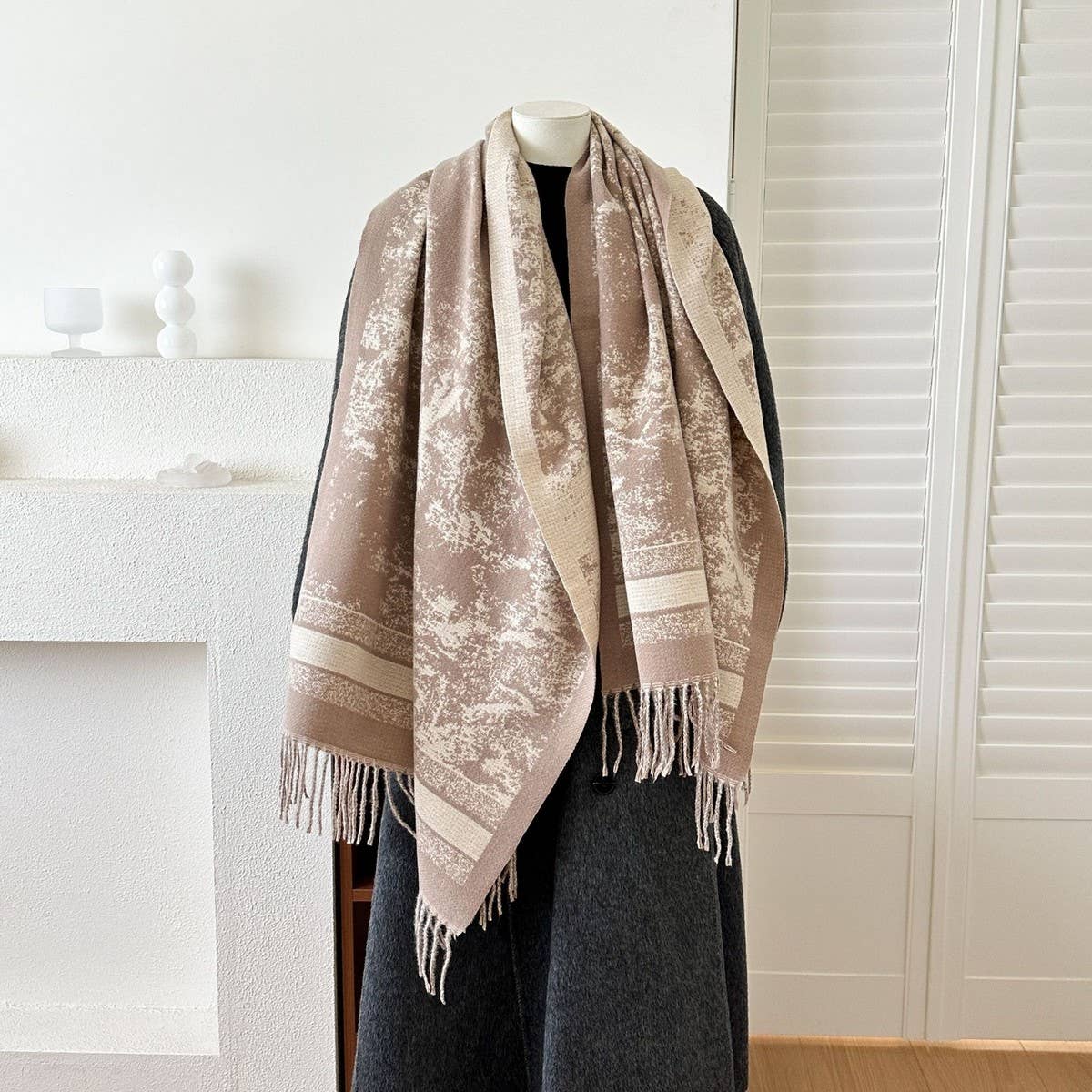 CWASC03141_VINTAGE REVERSIBLE SCARF BOHO WINTER WARM SHAWL