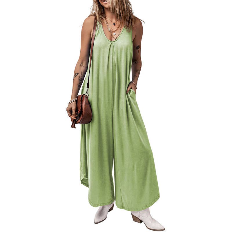 Simple wind multi-pocket straight strap pants