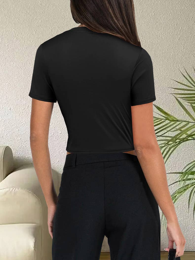 Knitted short-sleeved Casual, form-fitting,top