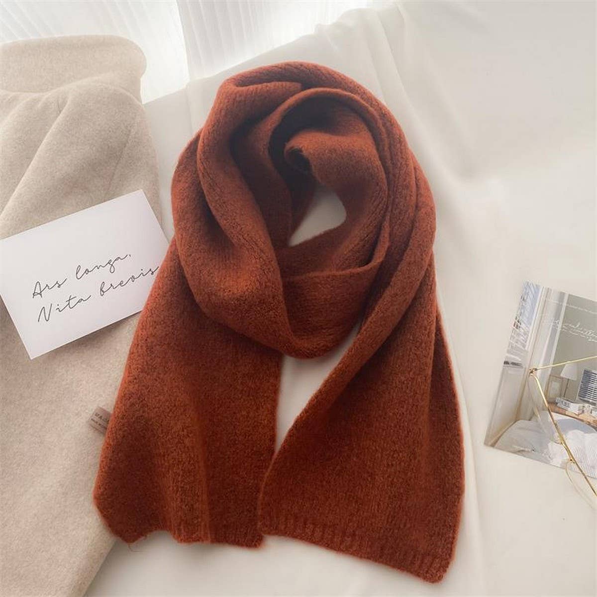Soft Knit Neck Scarf - Faux Cashmere Winter Wrap_CWASC1260