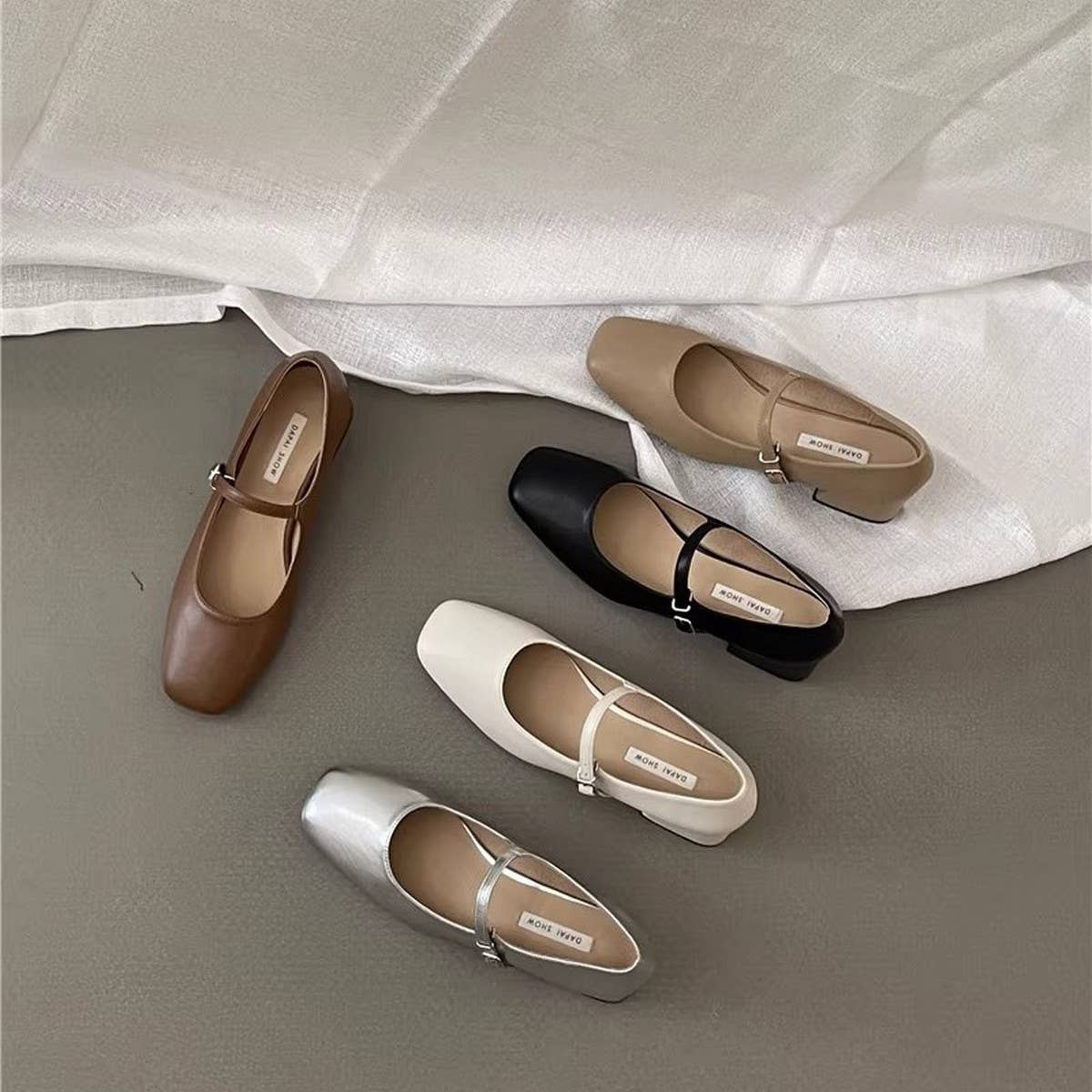 Silver Square Toe Chunky Heel Mary Jane Shoes