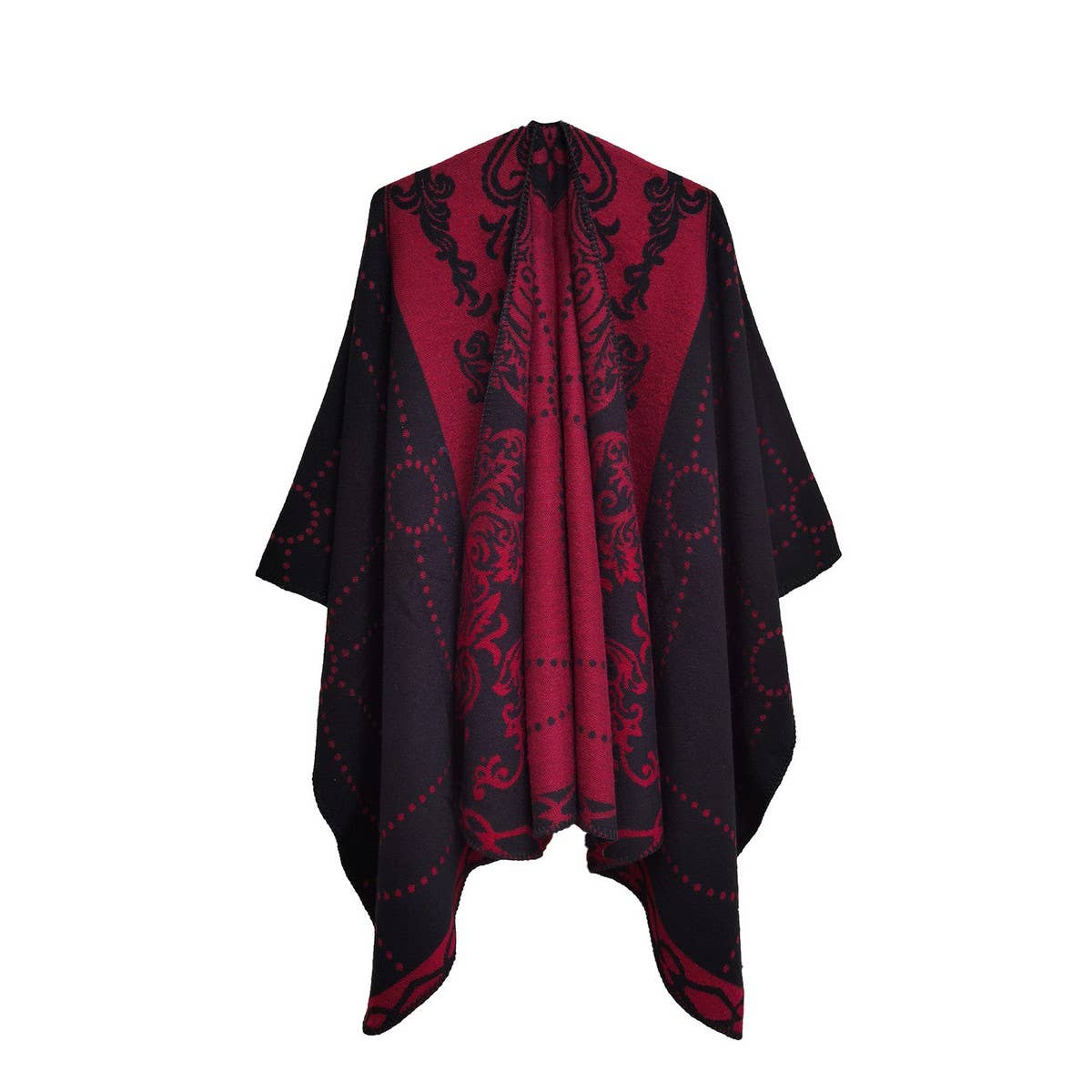 WOMEN COLOR BLOCK SHAWL WRAP OPEN FRONT PONCHO