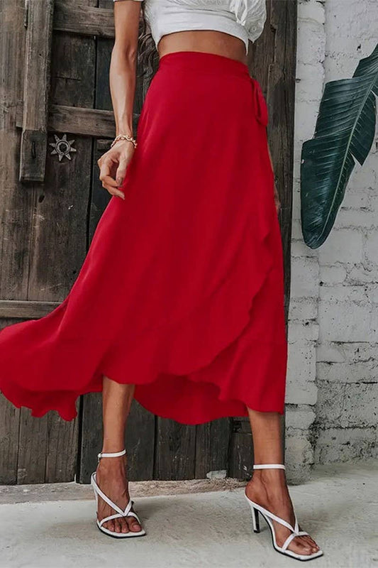 CWBMS0426_SPRING AND SUMMER RUFFLED IRREGULAR SKIRT