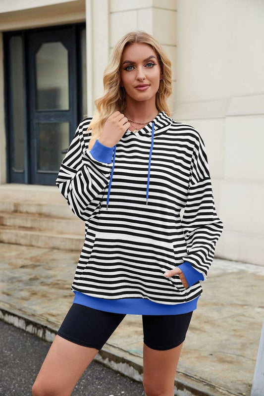 CWOHOL1112_STRIPED LOOSE HOODED CONTRAST COLOR SWEATSHIRT