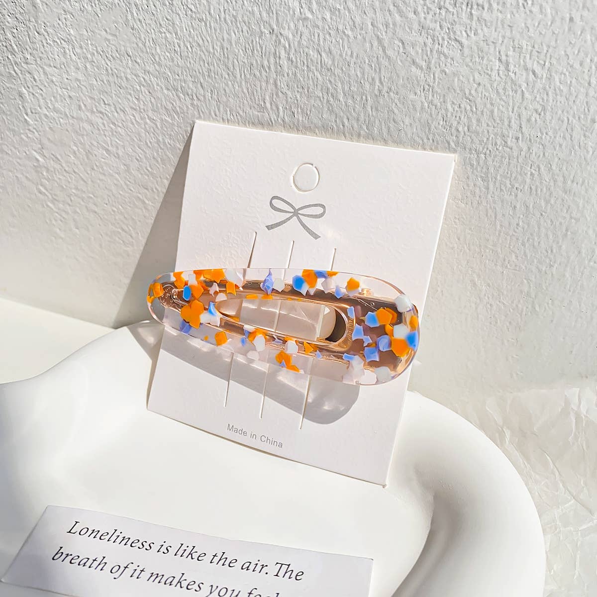 Colored polka dot square acetate plate hair clip