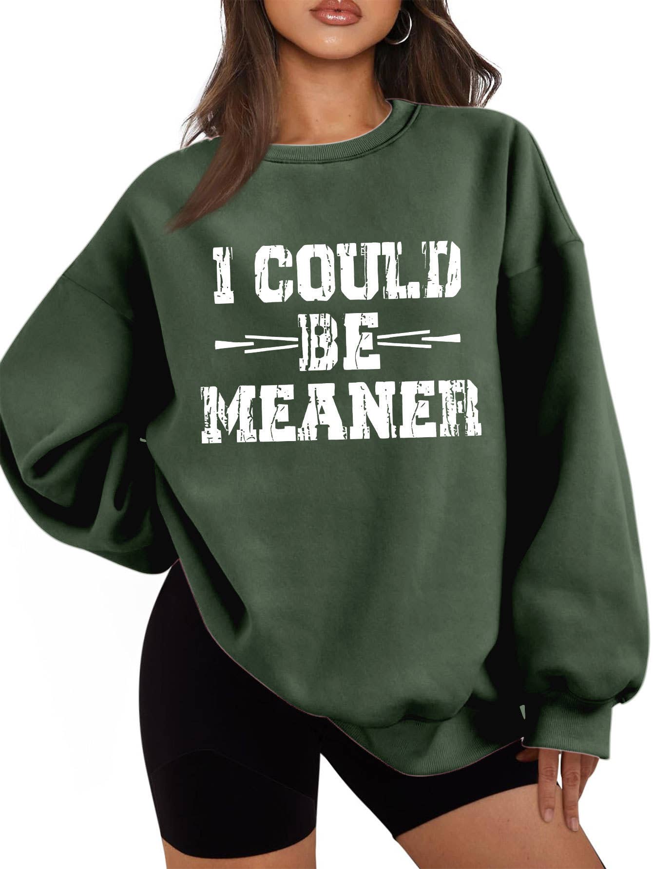 I could be meaner printed thickened warm hoodie