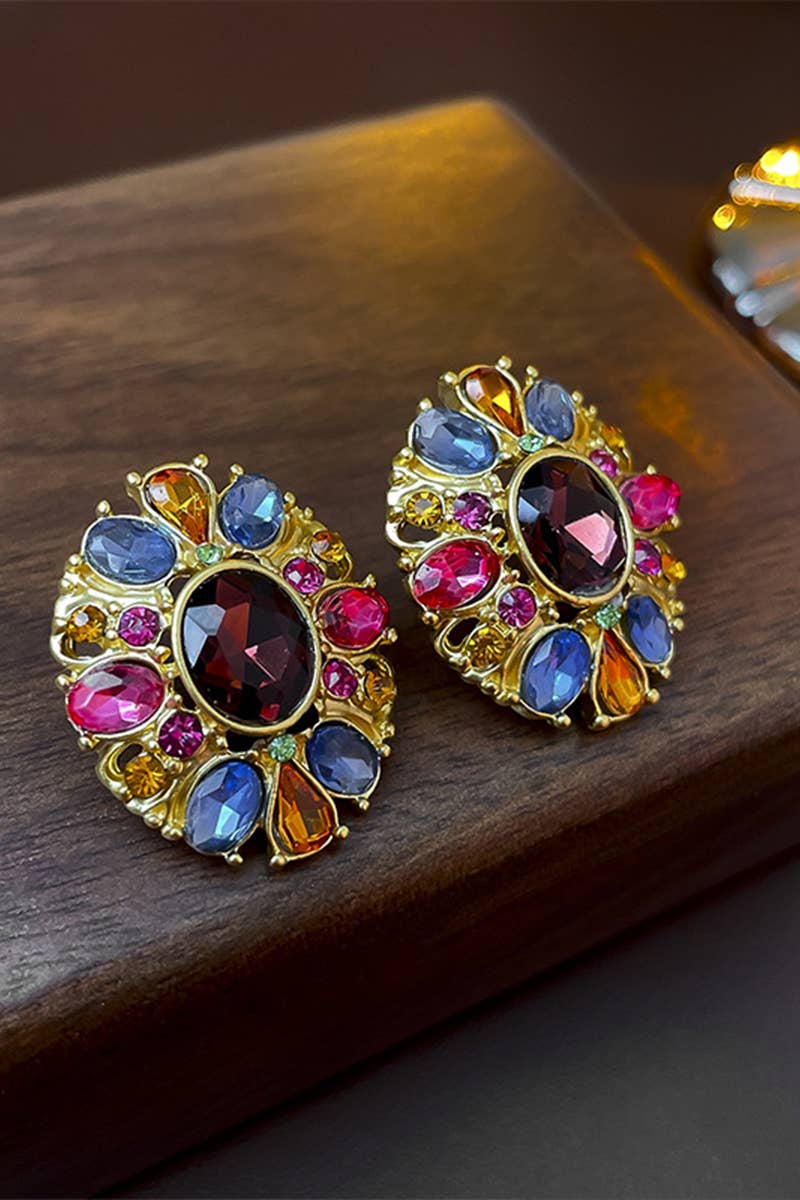 MULTICOLOR GEM DECKED EARRINGS