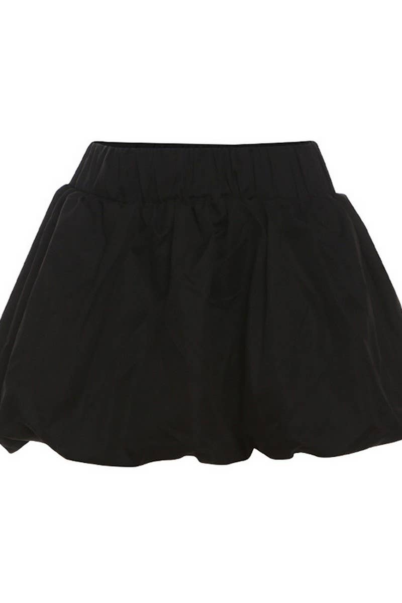CWBSS0351_SOLID COLOR HIGH WAIST BUBBLE MINI SKIRT