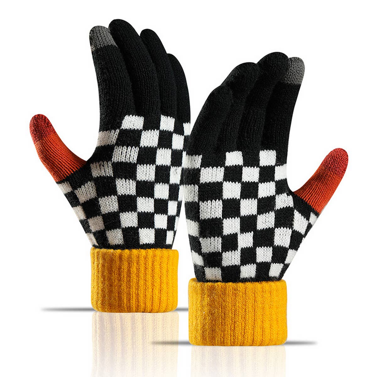 WARM AND WINDPROOF THICK STRIPED KNITTED GLOVES_CWAG0035