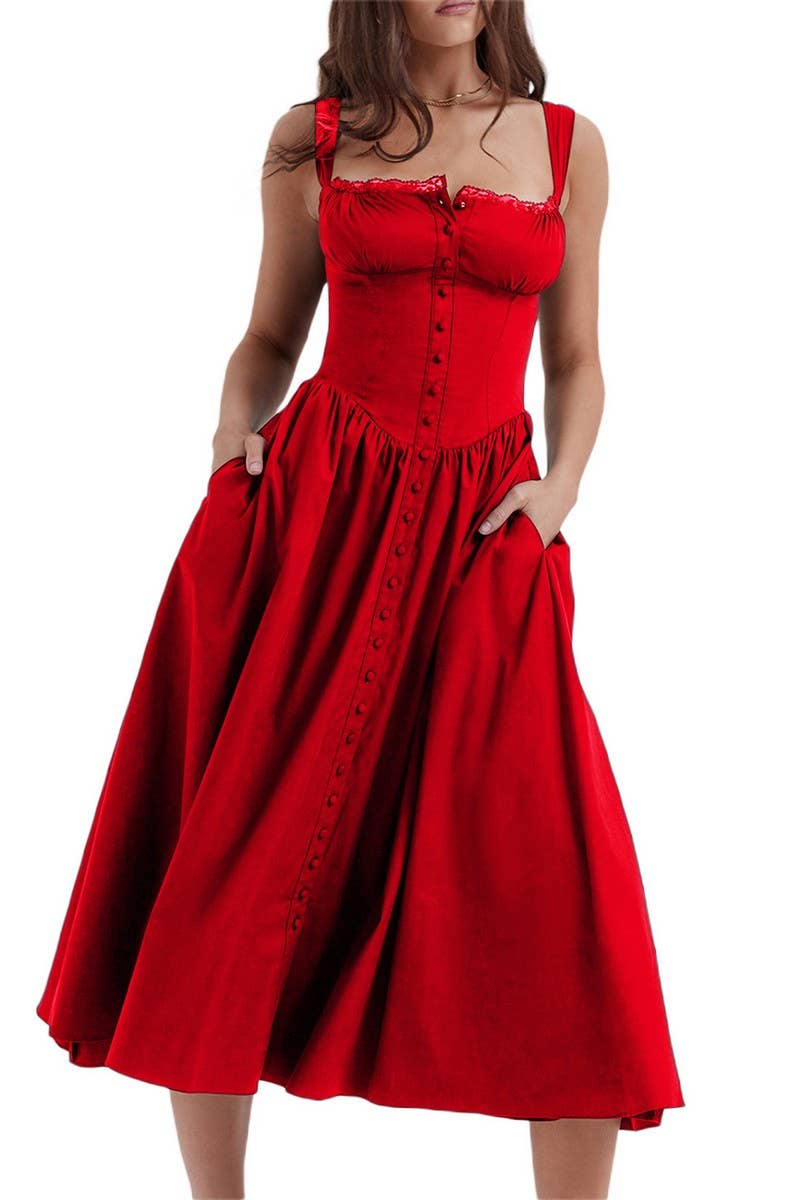 CWDMD5945_FLORAL OR SOLID STRAPLESS SLEEVE MAXI CAMI DRESS