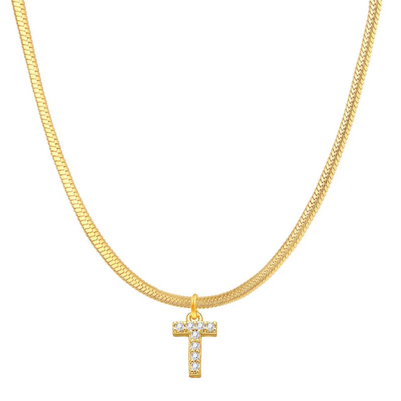 Titanium steel snake bone lock zircon pendant