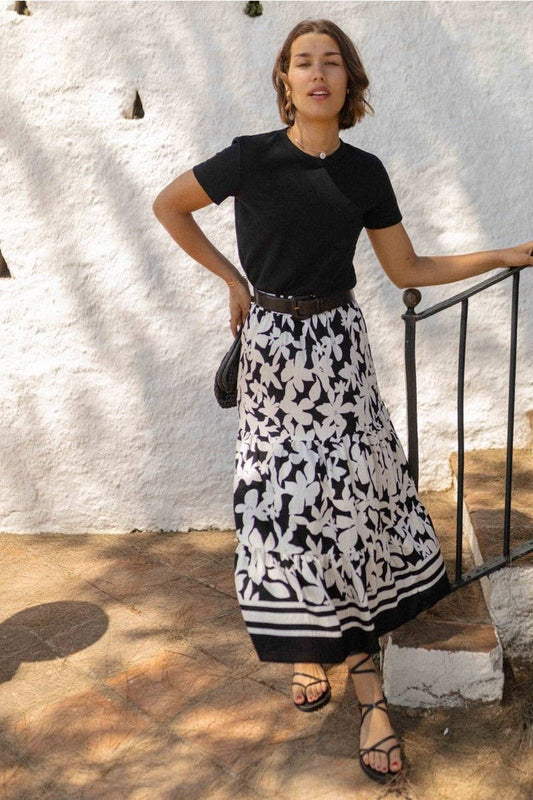 CWBLS0673_BOTANICAL PRINT FLOWY VACATION MAXI SKIRT