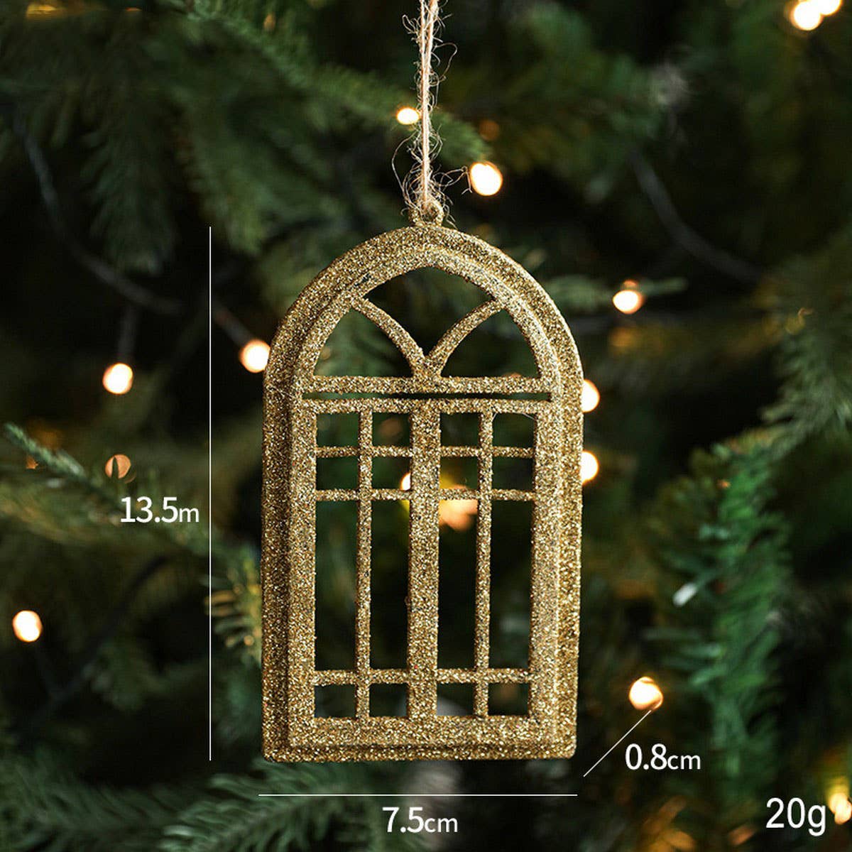 Gold Glitter Plastic Reindeer Christmas Ornament