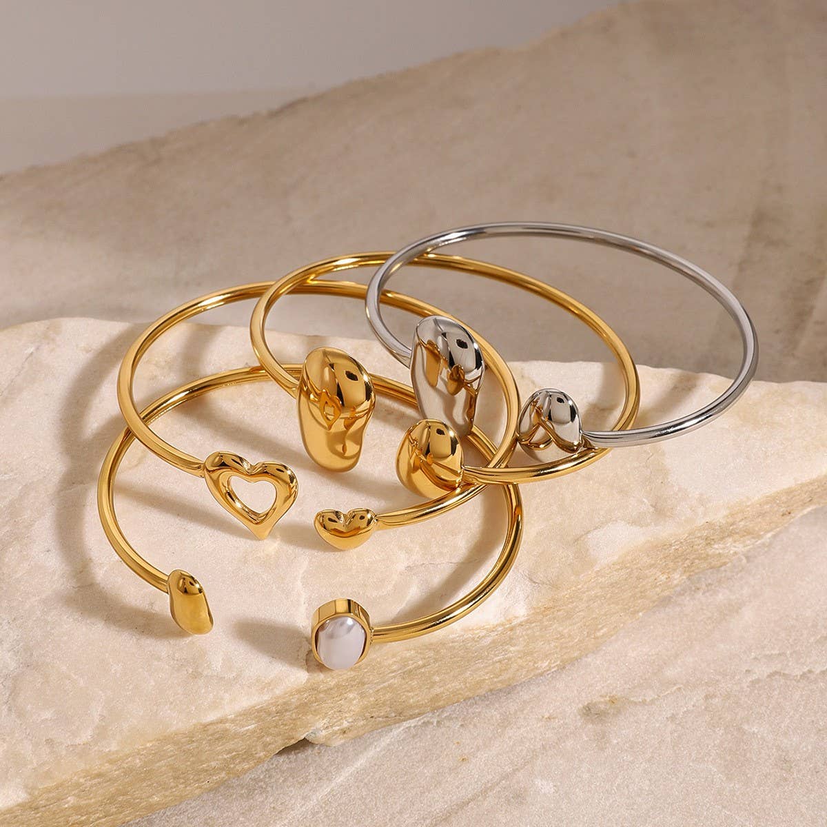 Waterdrop Cuff Bracelet & Stud Earrings Set
