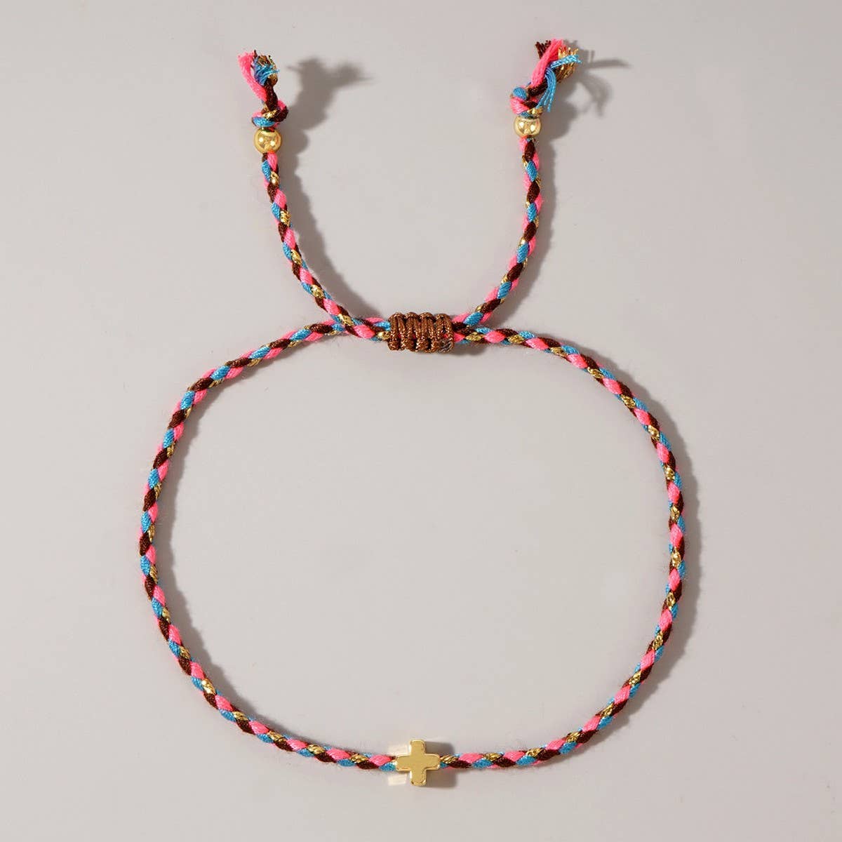 DIY HANDMADE FOUR-COLOR COTTON CROSS BRACELET