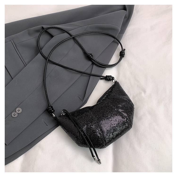 Sequined solid color personalized crossbody bag