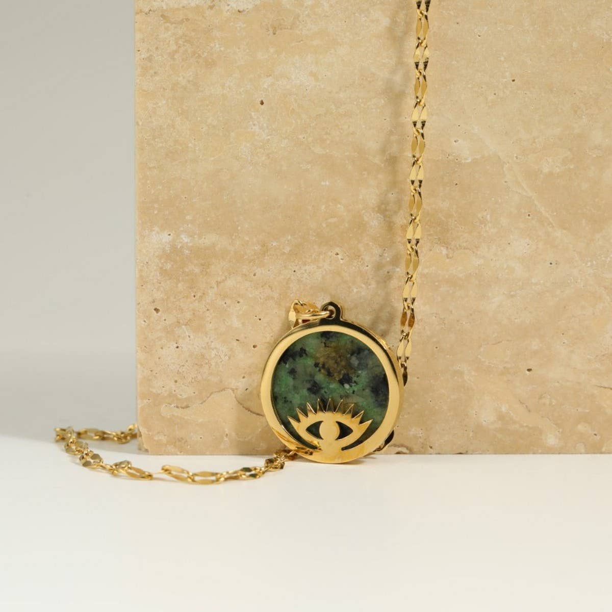 All-match devil's eye natural stone necklace_CWMM5659