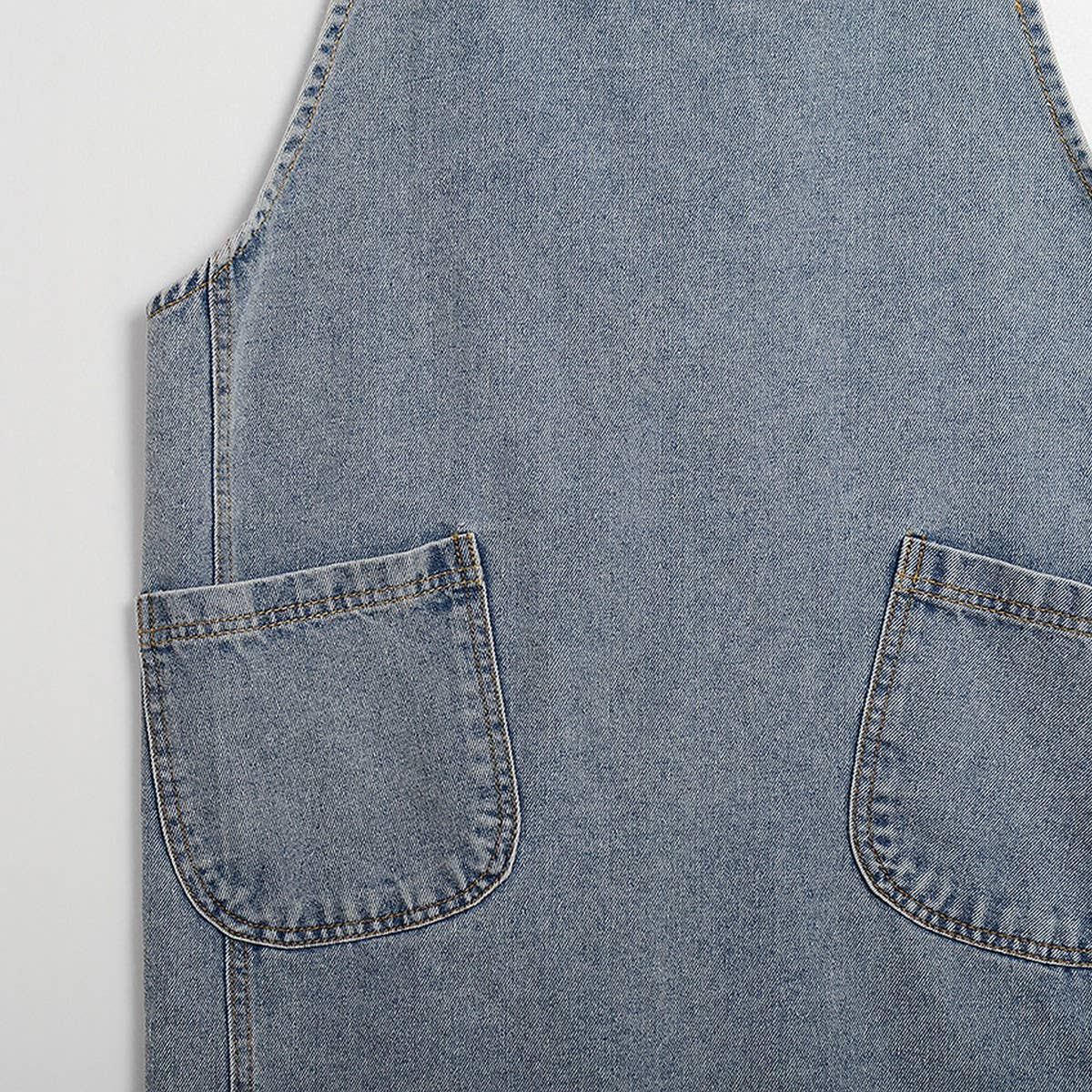Cotton Canvas Washed Denim Apron with pockets