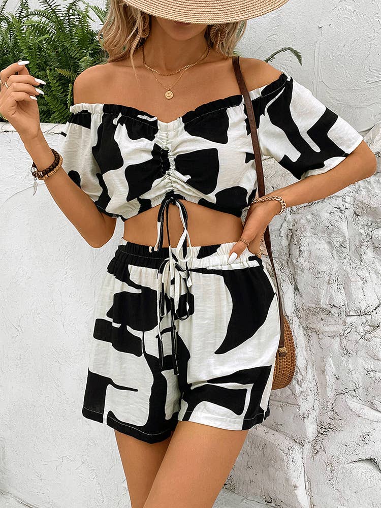 SHORT STRAPLESS SHORTS SET TWO-PIECE