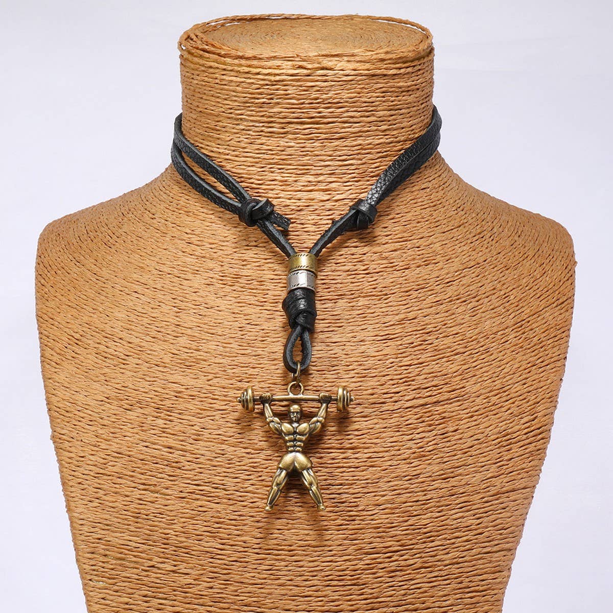 VINTAGE SPORT PENDANT LEATHER NECKLACE