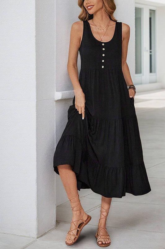 CWDMD5279_SOLID LOOSE FIT SLEEVELESS TANK DRESS