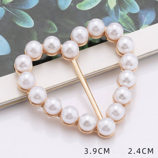 HEART-SHAPED METAL PEARL INLAID SCARF RING