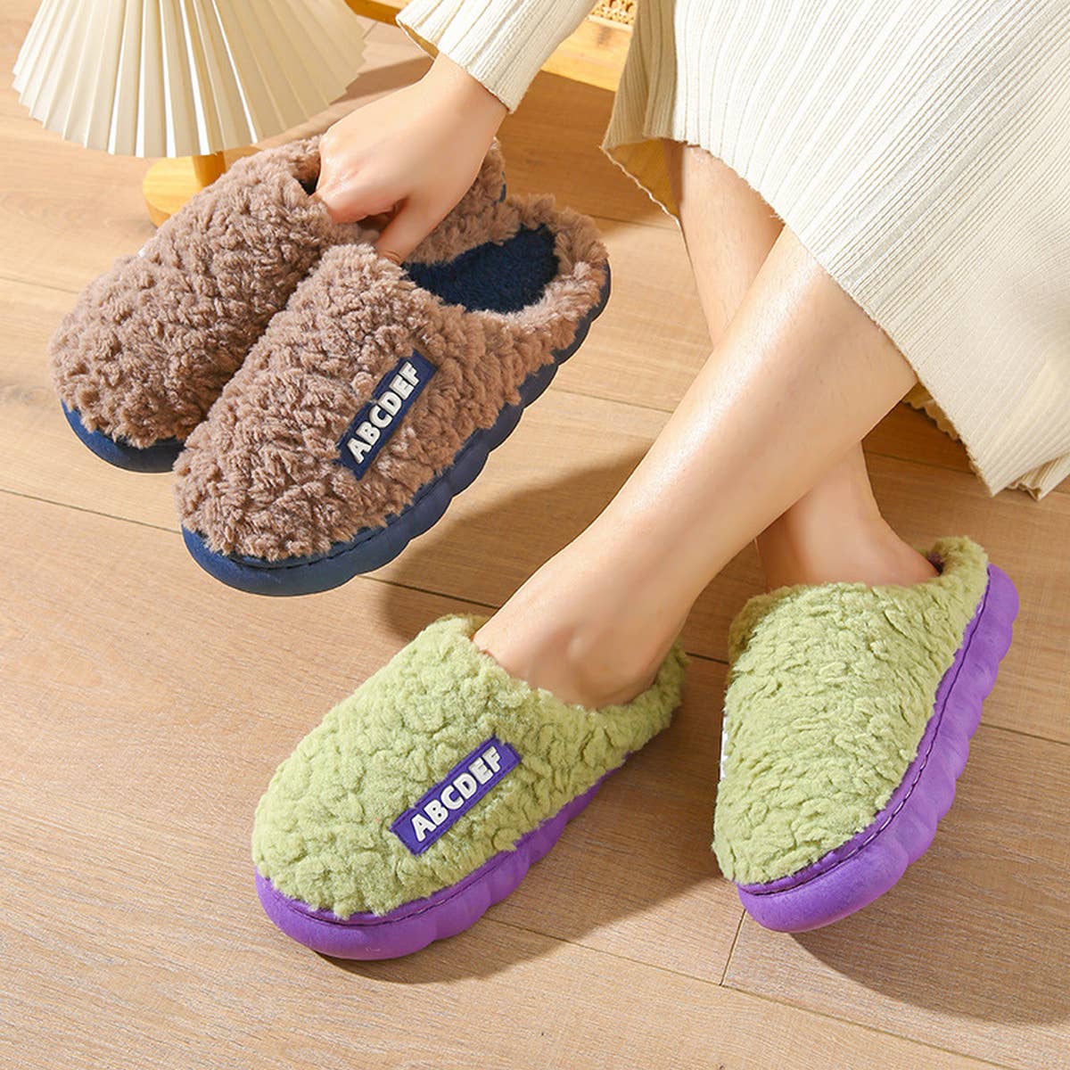 HOUSEHOLD NON-SLIP LETTER WARM COTTON SLIPPERS