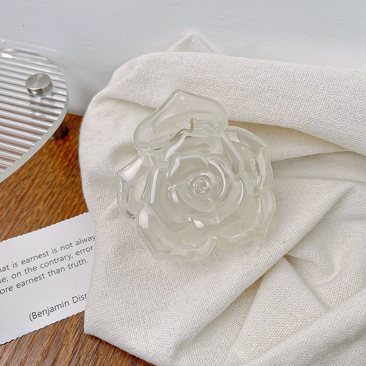 Vintage semi-transparent rose clipper hair clips