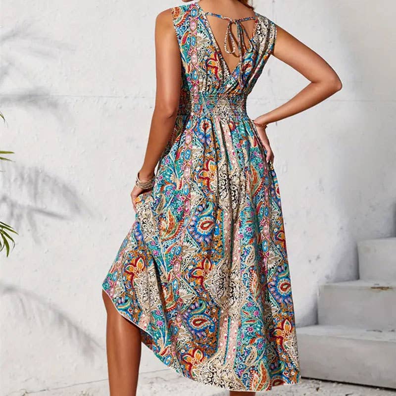 Printed V-neck dress