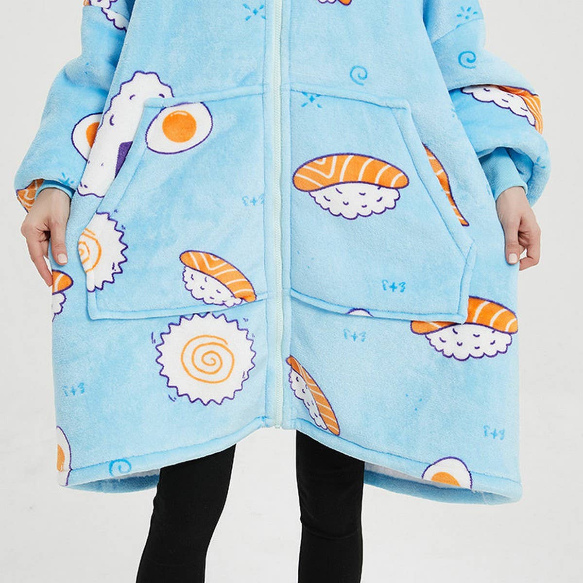 Couple¡¯s Wearable Hoodie Blanket Zip-Up Sweatshirt