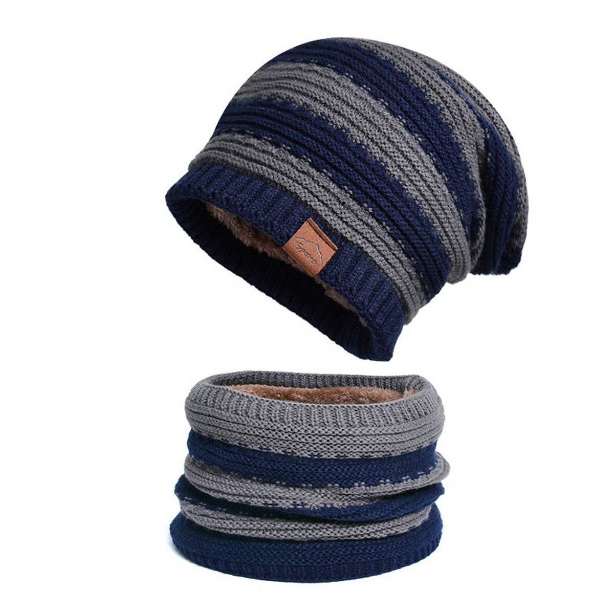 WARM FLEECE HAT AND SCARF TWO PIECE SET