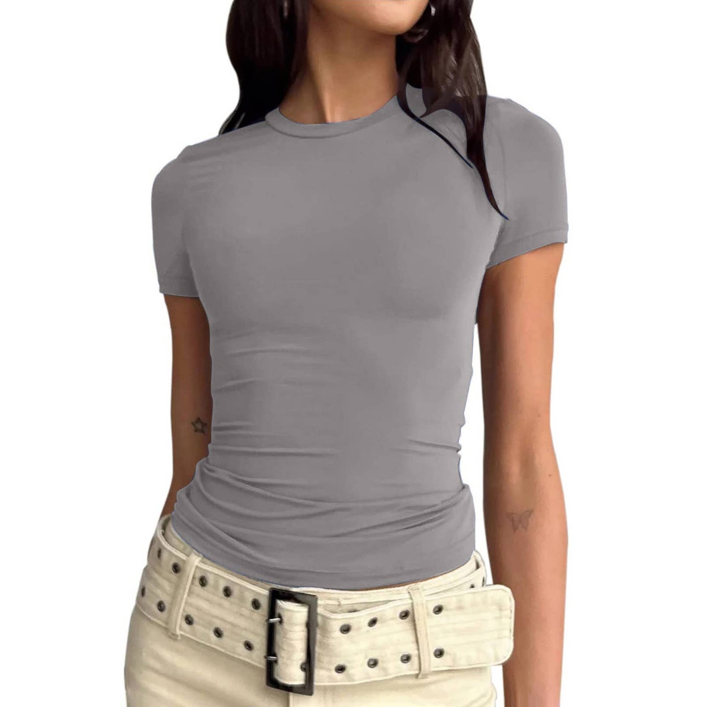 Solid-color slimming milk silk brushed undershirt