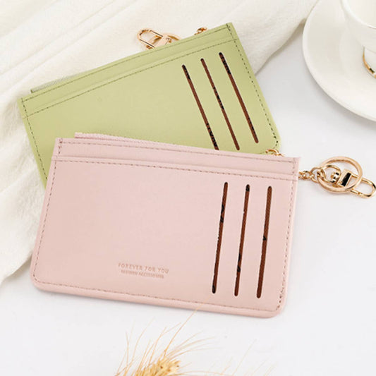 WOMEN SIMPLE SOLID COLOR WALLET WITH KEY RING_CWAB1239