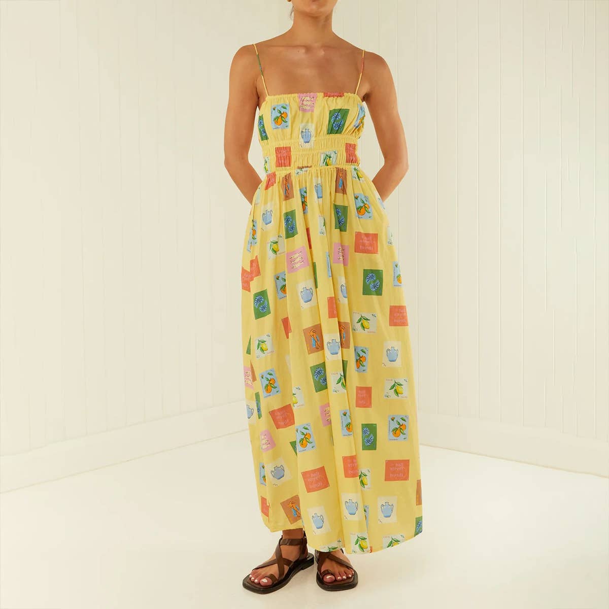 Fashionable one-shoulder striped halter dress