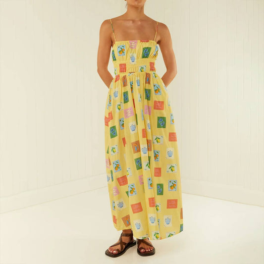 Fashionable one-shoulder striped halter dress