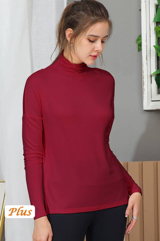 Cwttl1481_Turtle Neck Long Sleeve Pullover Top