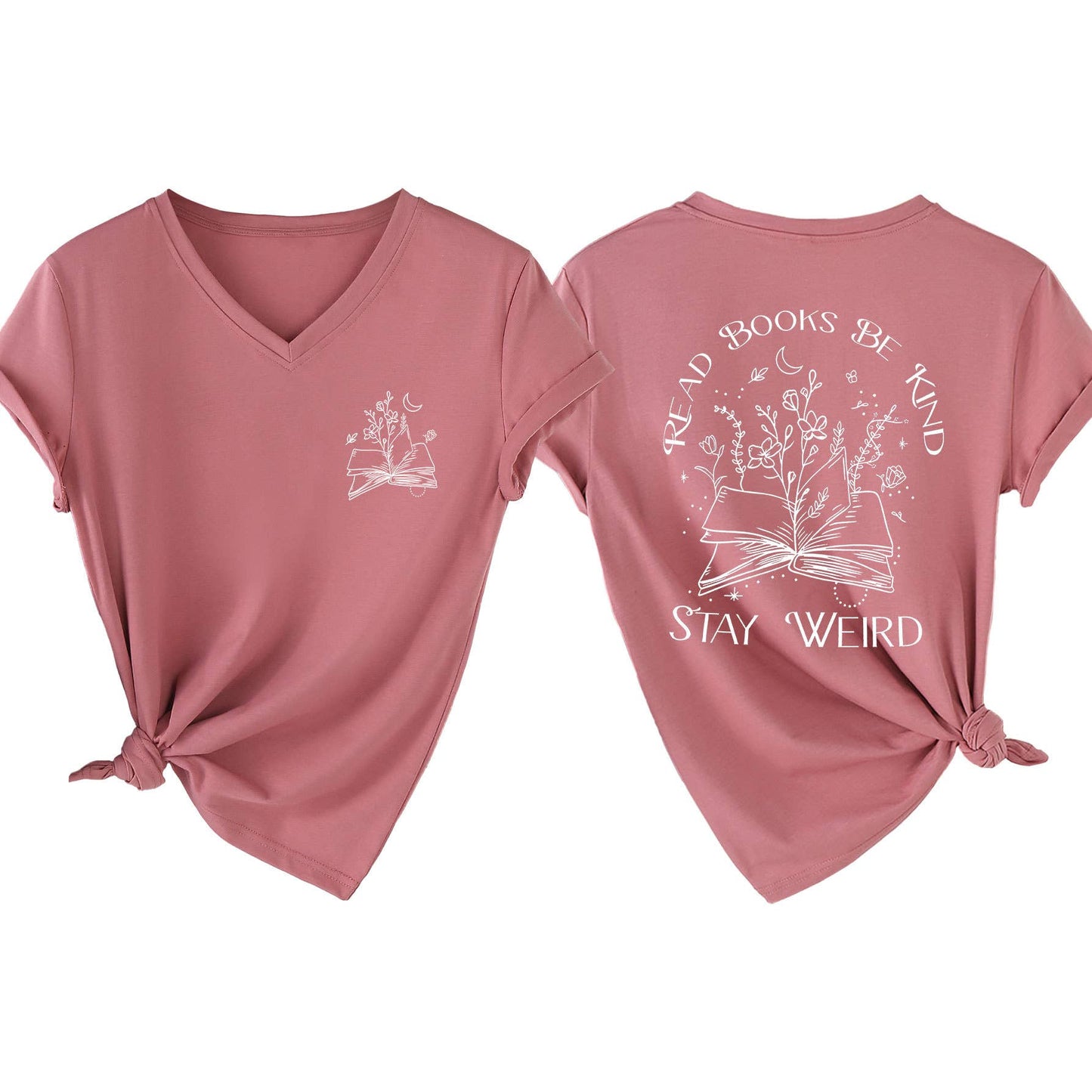 V-neck short-sleeved double-sided printed Top