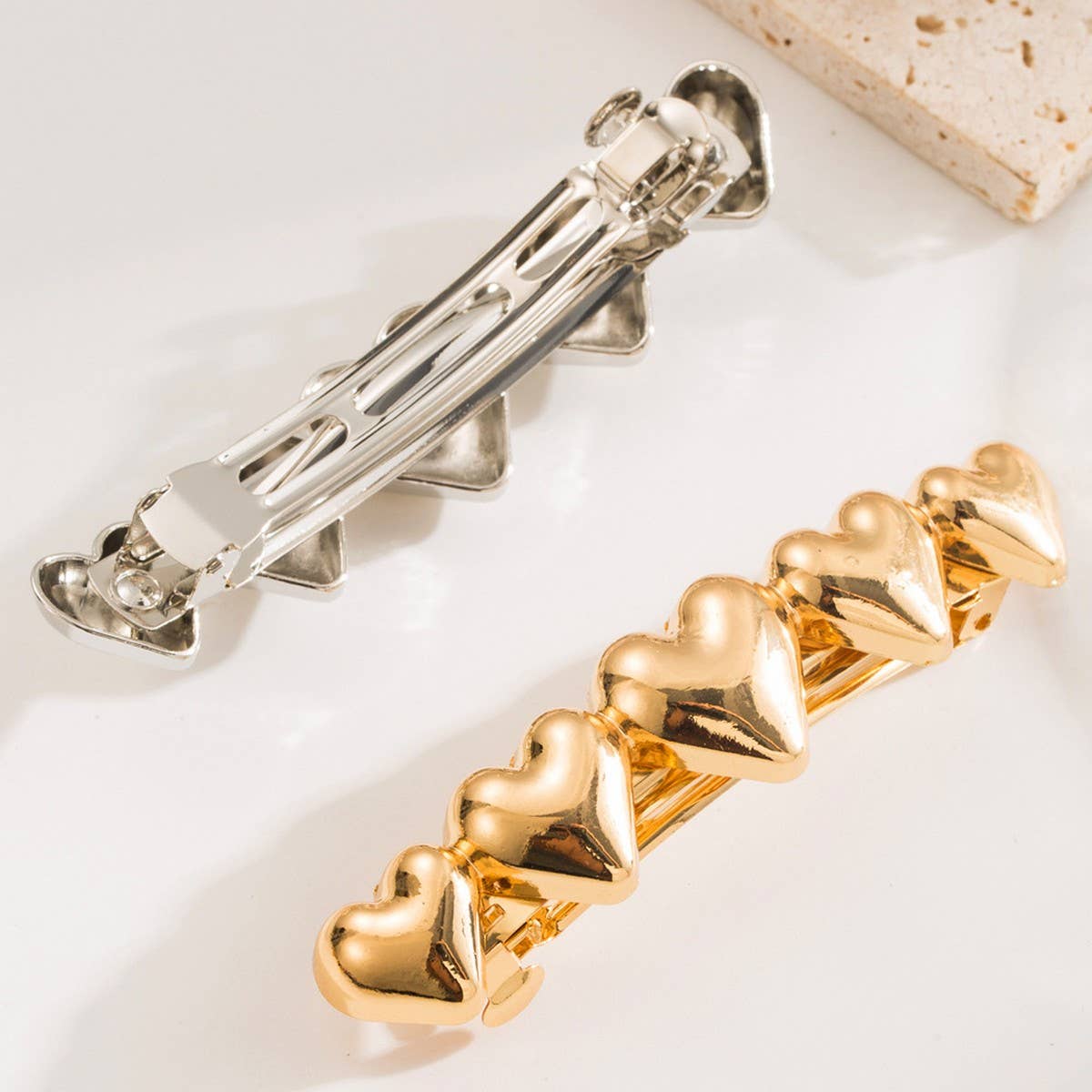 Geometric Heart Metal Spring Hair Clip for Women