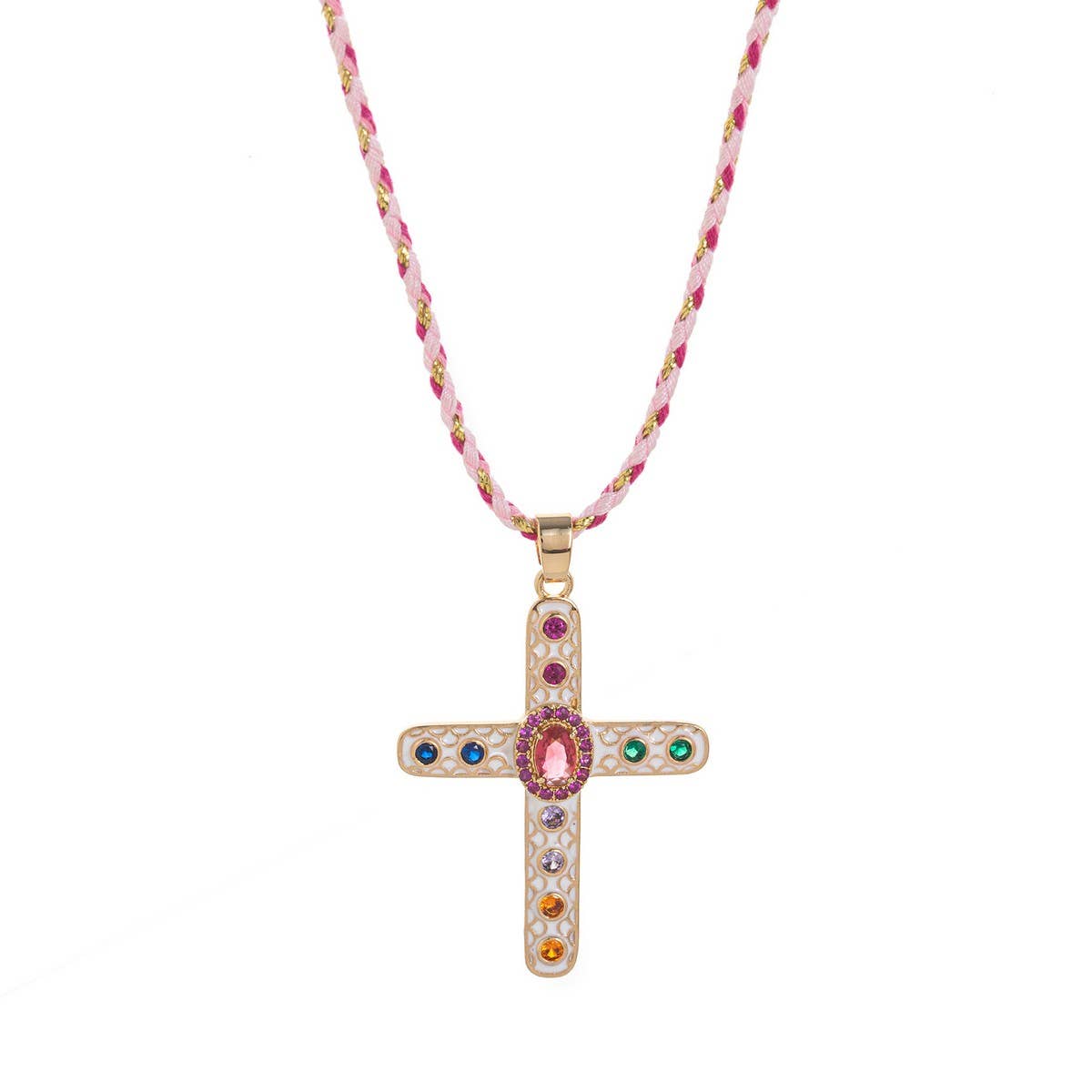 Colorful Zircon Cross Pendant Necklace ? Versatile