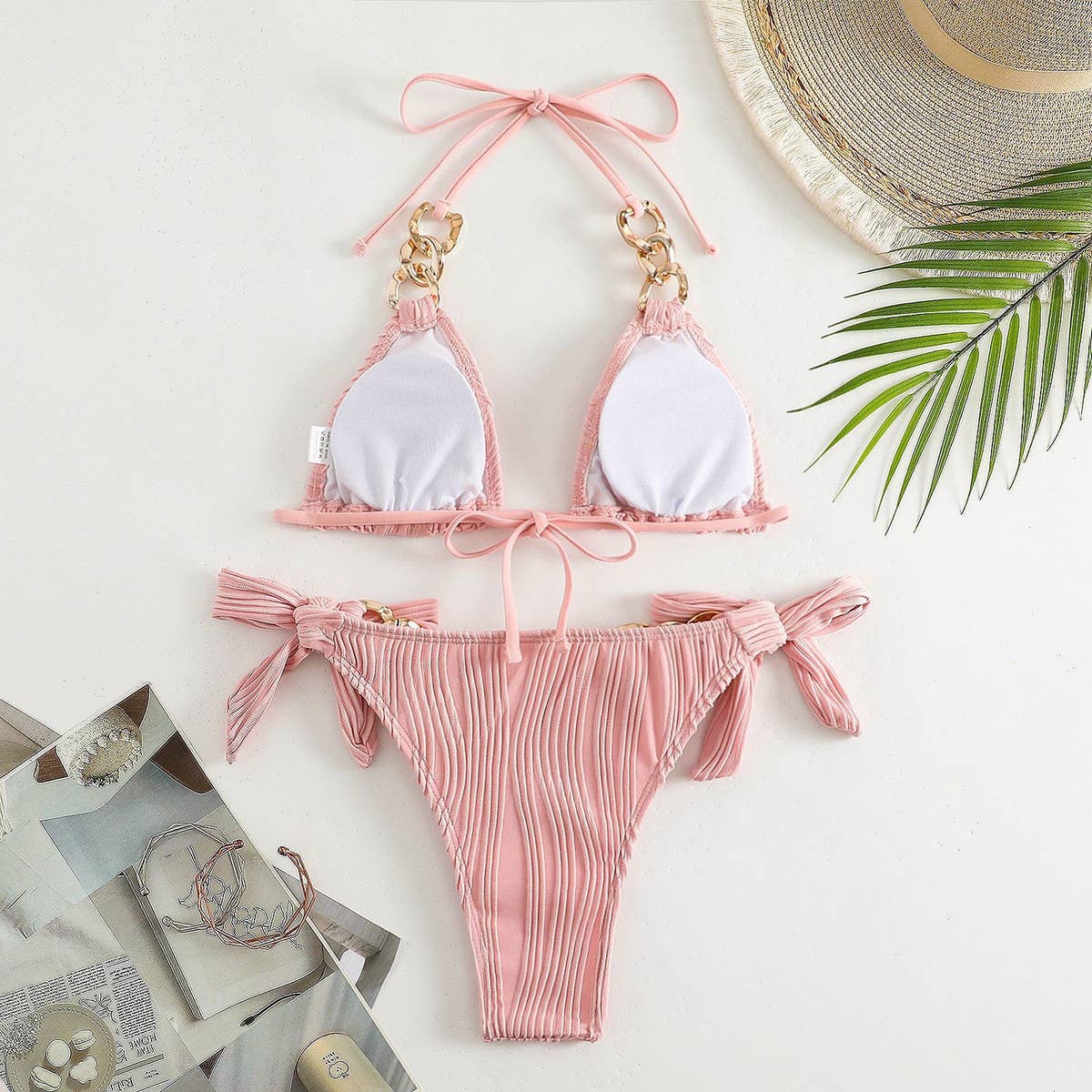 WOMEN SWIMSUIT METAL CHAIN BIKINI