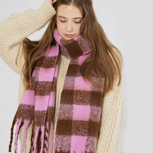 Black & White Plaid Faux Cashmere Scarf_CWASC0324